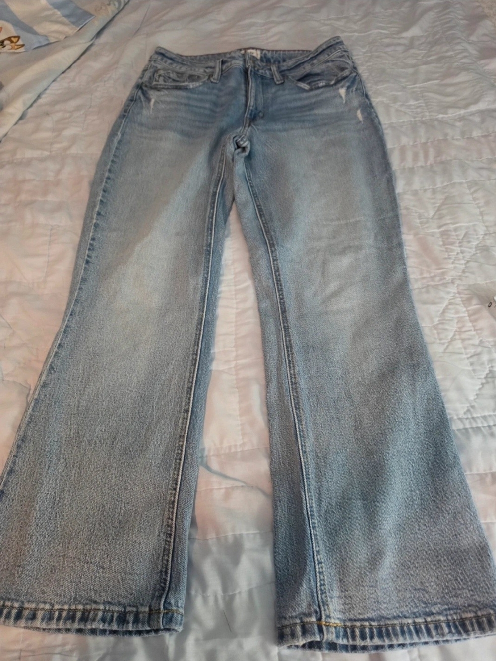 Light Wash Women's Flare Jeans - Casual Wide Leg